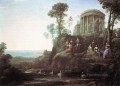 Apollo and the Muses on Mount Helion Parnassus landscape Claude Lorrain stream
